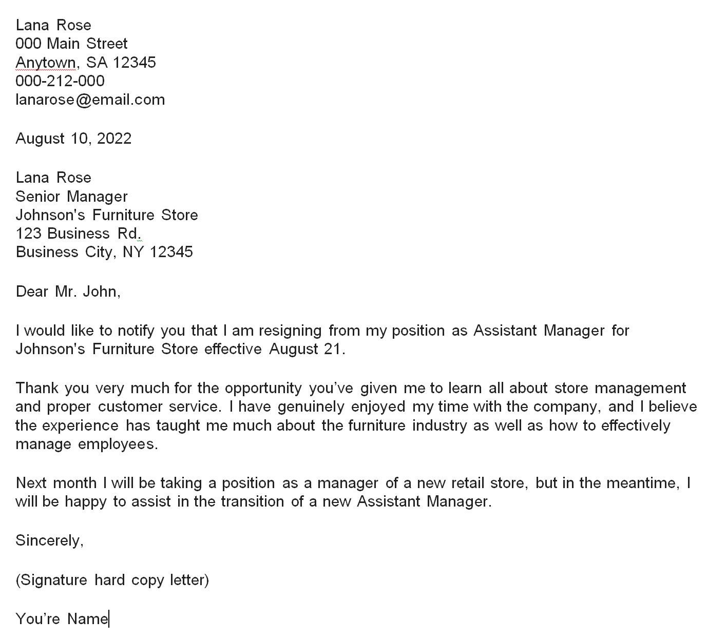 Resignation Letter Sample Uae Word Format Onvacationswall
