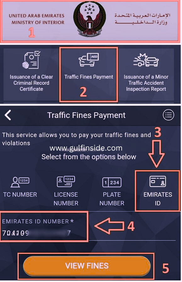 check emirates id fine 