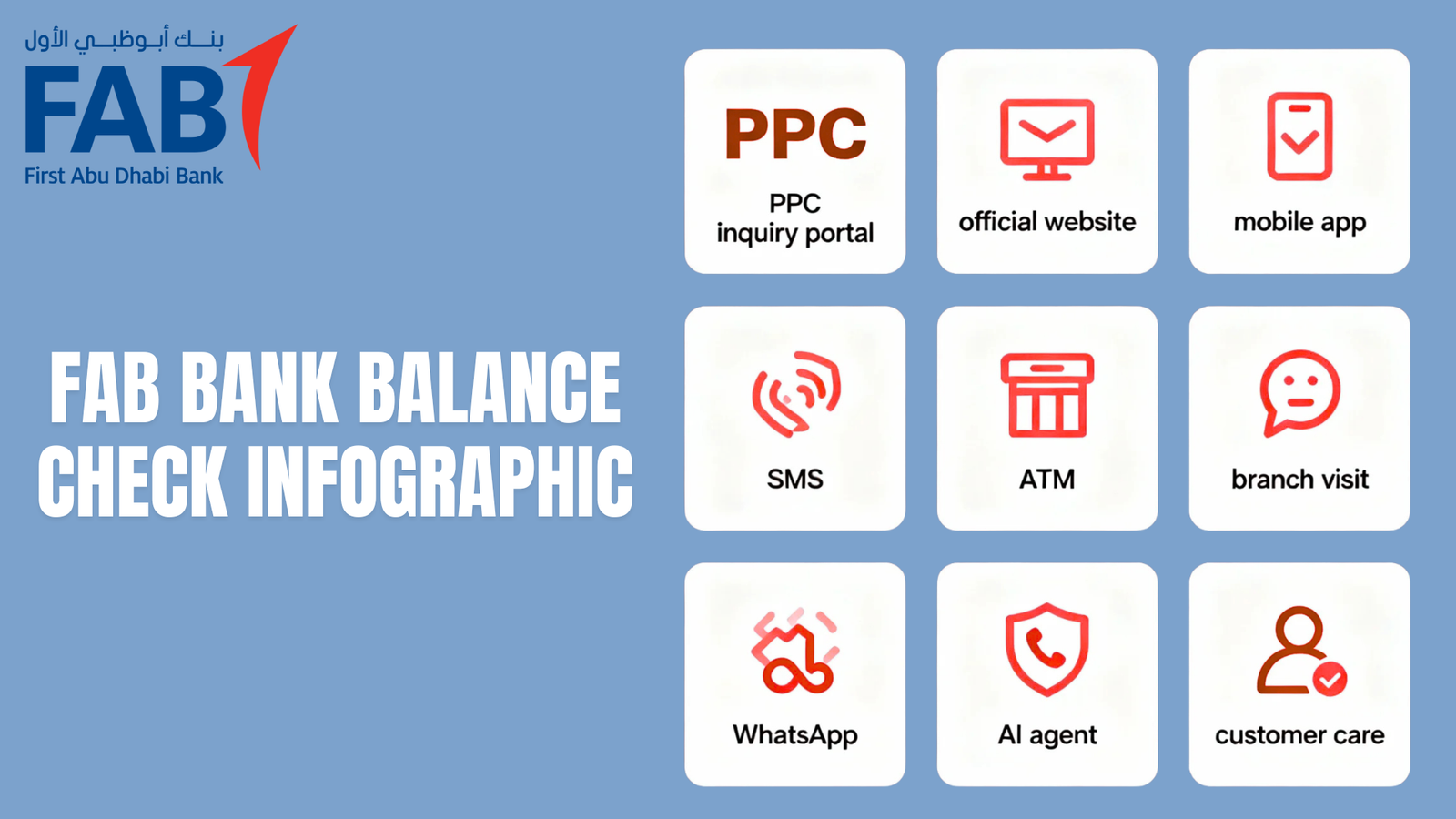 Overview infographic of FAB balance-check options