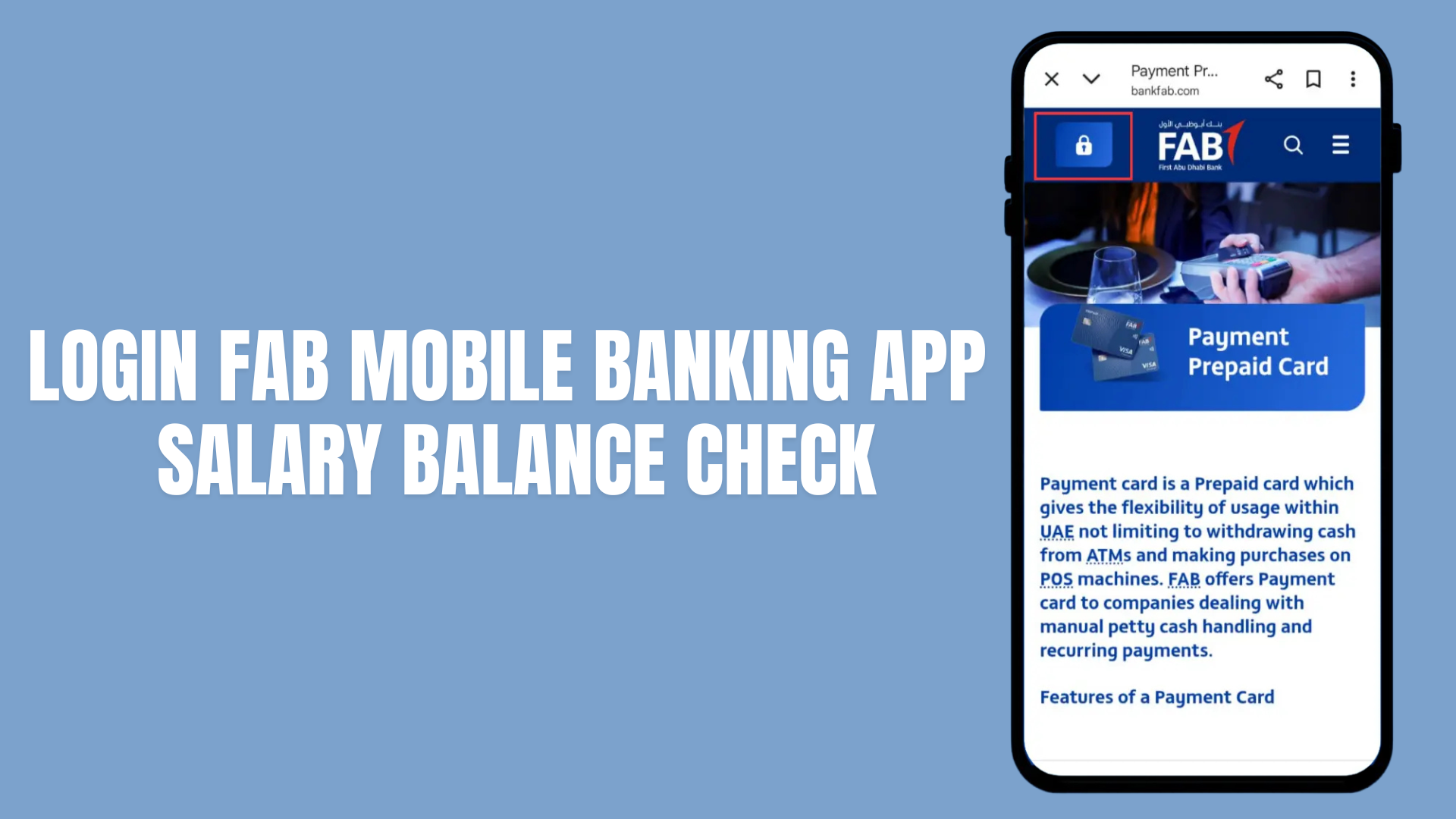 login FAB mobile banking app salary balance check