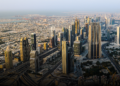 Aerial view of Dubai high-rises and the Sheikh Zayed Road corridor