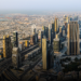 Aerial view of Dubai high-rises and the Sheikh Zayed Road corridor