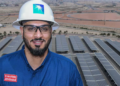 Archival photograph of Aramco's Al Midra offices and solar infrastructure in Dhahran; not a photograph of the reported attack