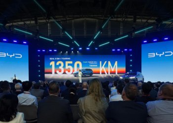 BYD press conference at IAA Mobility 2025 in Europe, illustrating Chinese automaker expansion