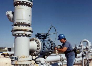 Archival photograph of infrastructure at the Bryan Mound Strategic Petroleum Reserve facility in Texas, United States