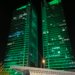Actual Olaya Towers in Riyadh illuminated green for Saudi National Day in September 2024