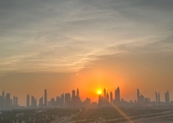 Authentic Dubai skyline at sunset with Burj Khalifa, illustrating the UAE travel planning checklist