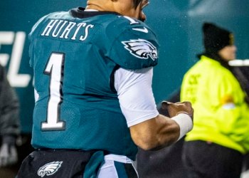 Archival photo of Philadelphia Eagles quarterback Jalen Hurts on the field in December 2021