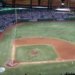 Archival interior view of Tropicana Field during a Tampa Bay Devil Rays baseball game in July 2006