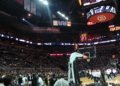 Archival photograph of a San Antonio Spurs game inside the arena now called Frost Bank Center