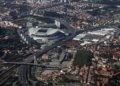 Aerial view of Estádio do Dragão in Porto, venue for Porto versus PSV Champions League match