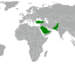 Map highlighting Saudi Arabia Pakistan and Turkey, signatories of the Mecca Joint Defence Agreement