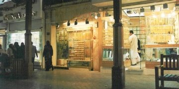 Jewellery shops at Dubai Gold Souk, archival image
