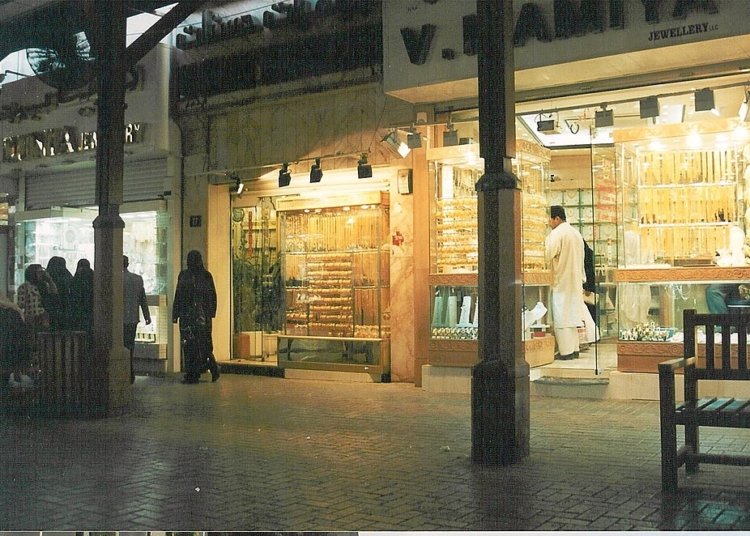 Jewellery shops at Dubai Gold Souk, archival image
