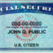 Official sample Social Security card for fictional John Q Public, illustrating a guide to online Social Security benefits