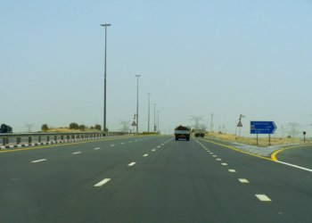 Archive photo of trucks on Dubai Hatta Highway E44, illustrative of freight transport in Dubai