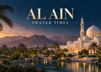 AI-generated al ain themed mosque illustration for GulfInside prayer times