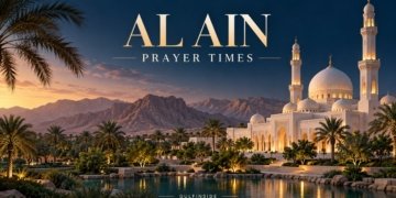 AI-generated al ain themed mosque illustration for GulfInside prayer times