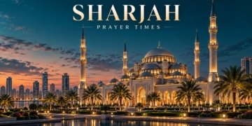 AI-generated sharjah themed mosque illustration for GulfInside prayer times