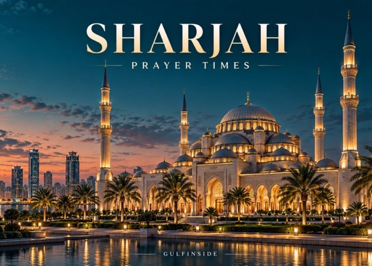 AI-generated sharjah themed mosque illustration for GulfInside prayer times