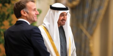 Emmanuel Macron and Sheikh Mohamed bin Zayed during the French President's official visit to the UAE