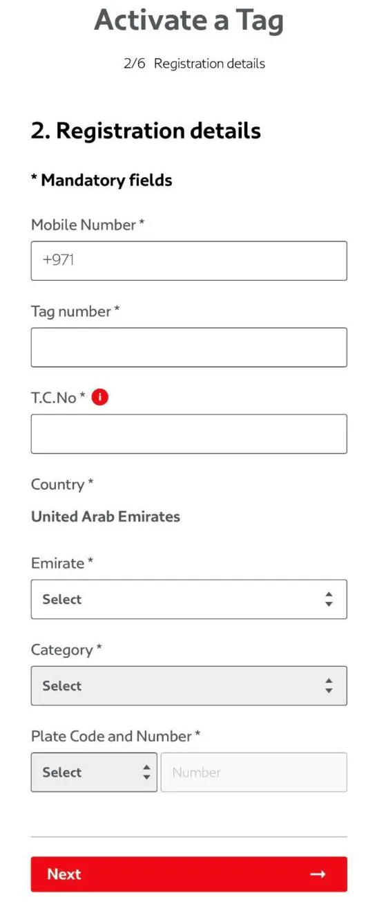 Salik tag activation