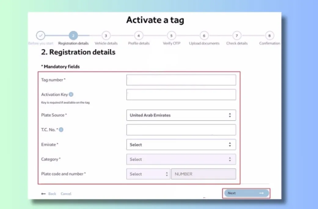 Salik Tag Activation