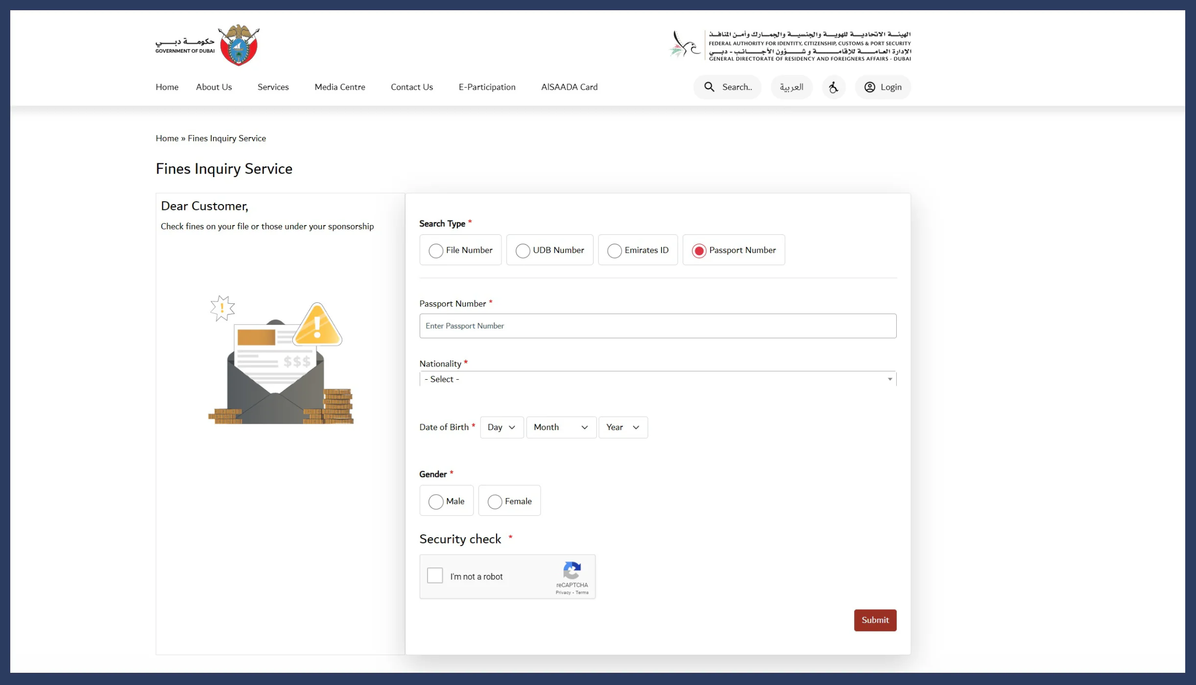 check overstay fines in uae using passport number