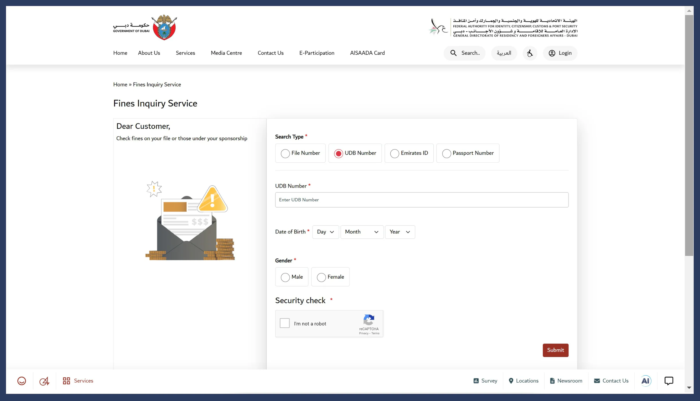overstay fine using udb number