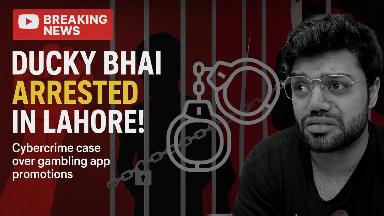 Ducky Bhai Arrested at Lahore Airport! YouTuber faces cybercrime case over gambling app promotions. Ducky Bhai Arrested at Lahore Airport! YouTuber faces cybercrime case over gambling app promotions.